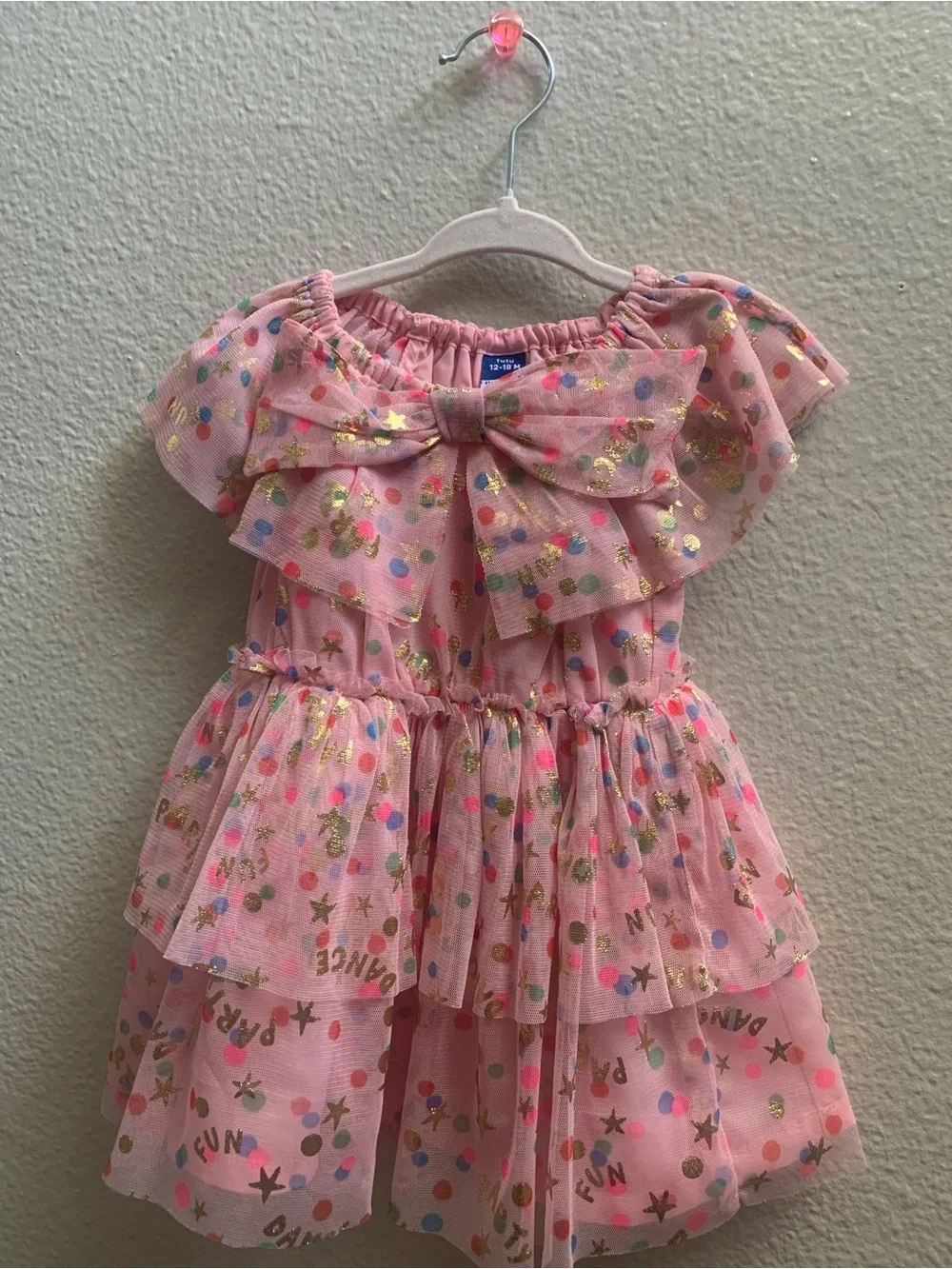 Old Navy Pink Tulle Tutu Dress with Multicolor Confetti